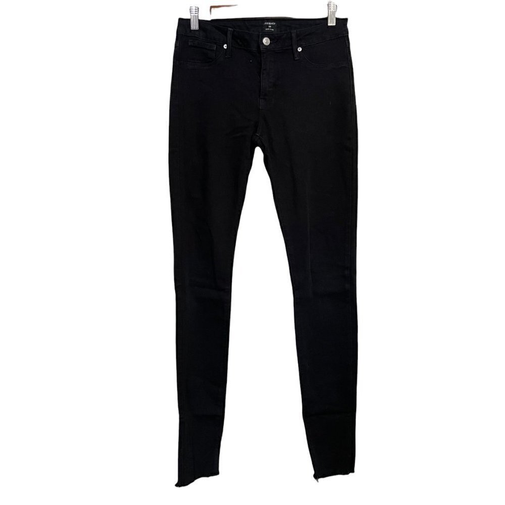 Just Black Denim Women's Black Stretch Raw Hem Mid Rise Skinny Jeans Size 28